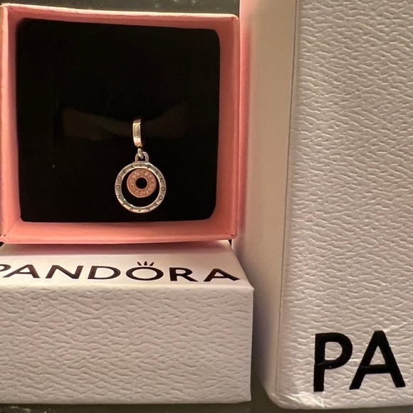PANDORA SIGNATURE TWO-TONE LOGO CIRCLES DANGLE CHARM Style #: 782287C01 - Picture 7 of 13